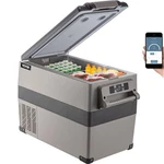Vevor 1.6 Cu. Ft. 48-CAN Mini Fridge W/ Freezer & App Control, Black Open. Price: $149.95.
