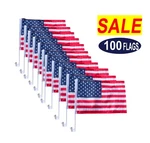 100 Pack Lot 12X18 Usa Flags Car Window Clip On Fan Banners Seller New. Price: $105.00.