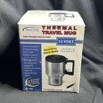 Tracker 12 Volt Thermal Travel Mug Stainless Steel Heated Cup Open. Price: $10.00.