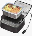 Skywin 12V Portable Lunch Warmer Steel Container Insulated Bag Black Open. Price: $19.99.