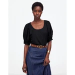 Madewell Relaxed Scoopneck Short Puff Sleeve Top Black Cotton Minimalist Xl Nwt New. Price: $35.00.