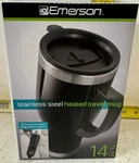 Emerson Stainless Steel Heated 14 Oz Travel Mug 12 Auto Power Adapter New. Price: $7.00.