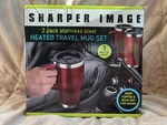 Sharper Image Heated Travel Coffee Mug Stainless Steel 2 Pack Spill Plug Open. Price: $9.99.