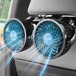 Poraxy Car Fan, Dual Head Fans For Backseat, Black New. Price: $33.17.