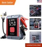 8000A Jump Starter With Air Compressor, 26800MAH Car Battery X6 New. Price: $87.87.