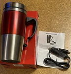 New Samsonico Heated Travel Mug 15 Oz Red 12V Car Truck Cigarette Lighter. Price: $6.99.