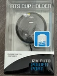 New 12V Auto Power Port - Charges 4 Devices Fits Cup Holder. Price: $8.99.