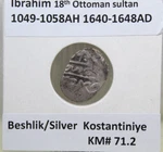Ottoman Empire 1049AH Beshlik Silver Ibrahim 1049-1058AH/1640-1648AD KM#71.2 R!. Price: $10.76.