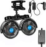 12V Car Clip Fans, Adjustable Dual Head 360 Rotatable Cooling Black New. Price: $42.29.