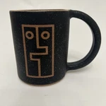Jl Ceramics Coffee Mug-hug Face- Geometric Design 12OZ, Matte Black, Makers Mark New. Price: $45.00.