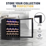 Newair 24" Wine Cooler 46 Bottle Dual Zone Refrigerator - Scratch & Dent Used. Price: $602.89.